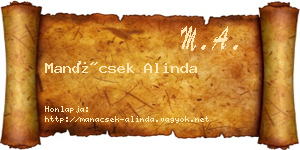 Manácsek Alinda névjegykártya